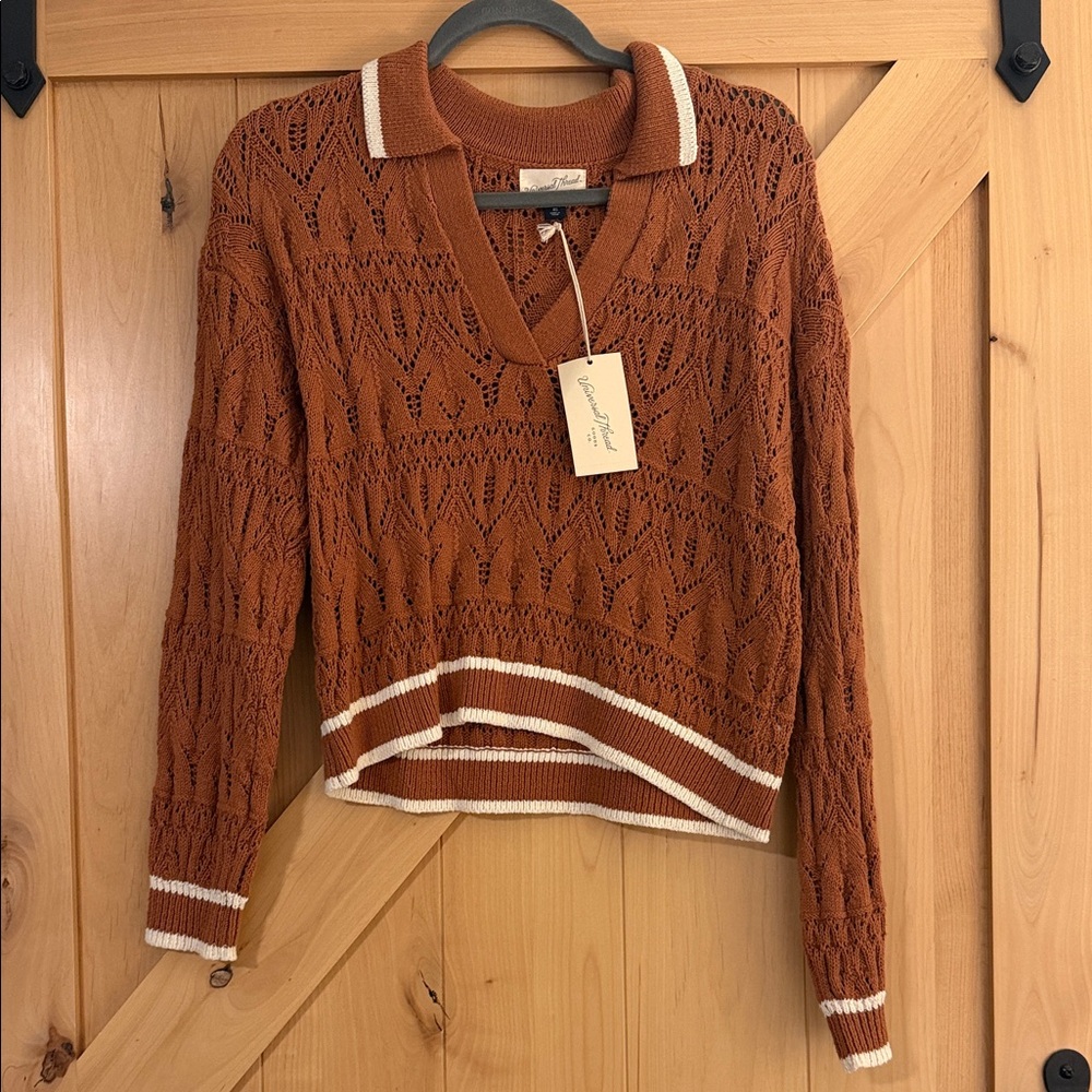 Universal Thread Rust Sweater with Cream Trim- NW… - image 1